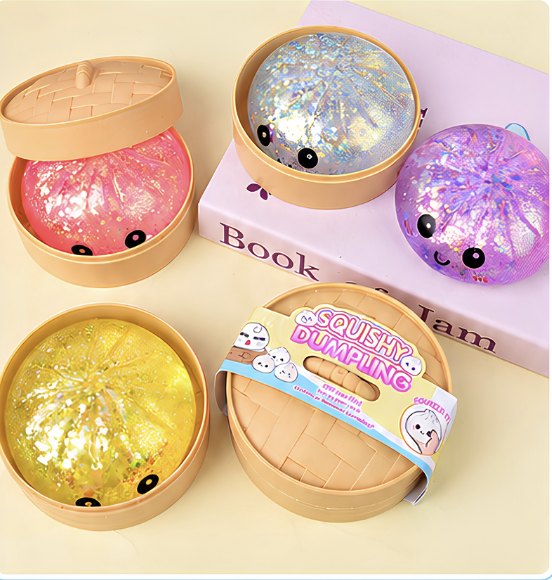 🥟 Gel Dumpling Squishy – Dumpling Sensorial de Gel con Glitter · Squishy Dumpling textura de Gel
