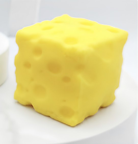 🧀 Cheese Squishy – Quesito Sensorial de Espuma · Quesito de espuma suave tipo espuma de afeitar