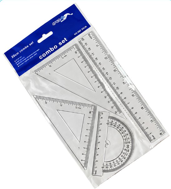 📐 GeoMath 4 PCS – Kit Escolar de Geometría Transparente