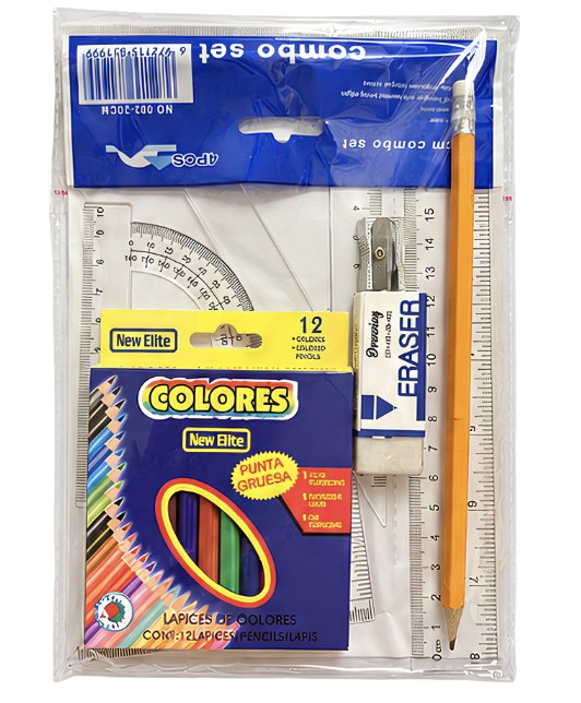🎒 SchoolKit 8 PCS – Set Escolar Básico de Papelería