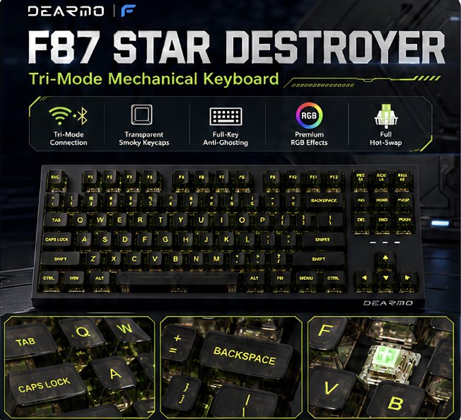 ⌨️ F87 75% Tri-Mode – Teclado Mecánico Inalámbrico RGB · F87 Star - 75%