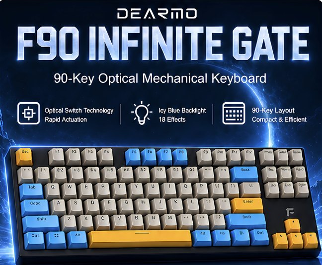 ⌨️ F90 Infinite Gate – Teclado Mecánico Óptico Compacto 85%