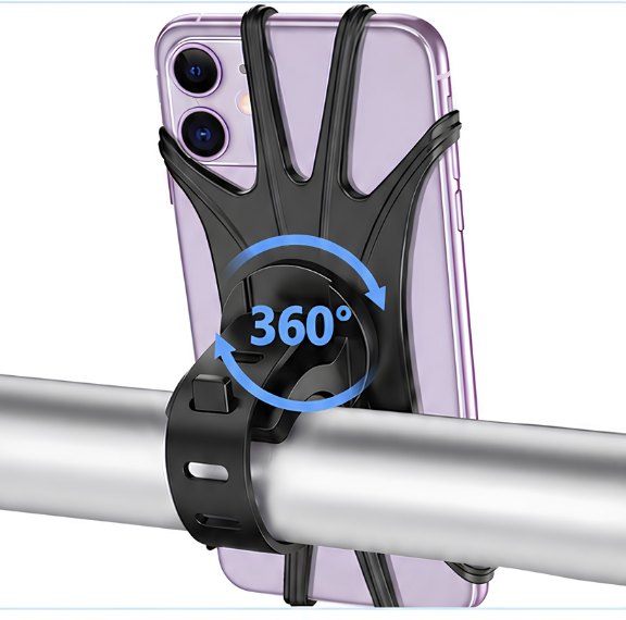 📱 Soporte de Silicona Giratorio – Para Celular en Bicicleta y Moto